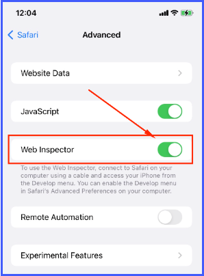 Enable Web Inspector