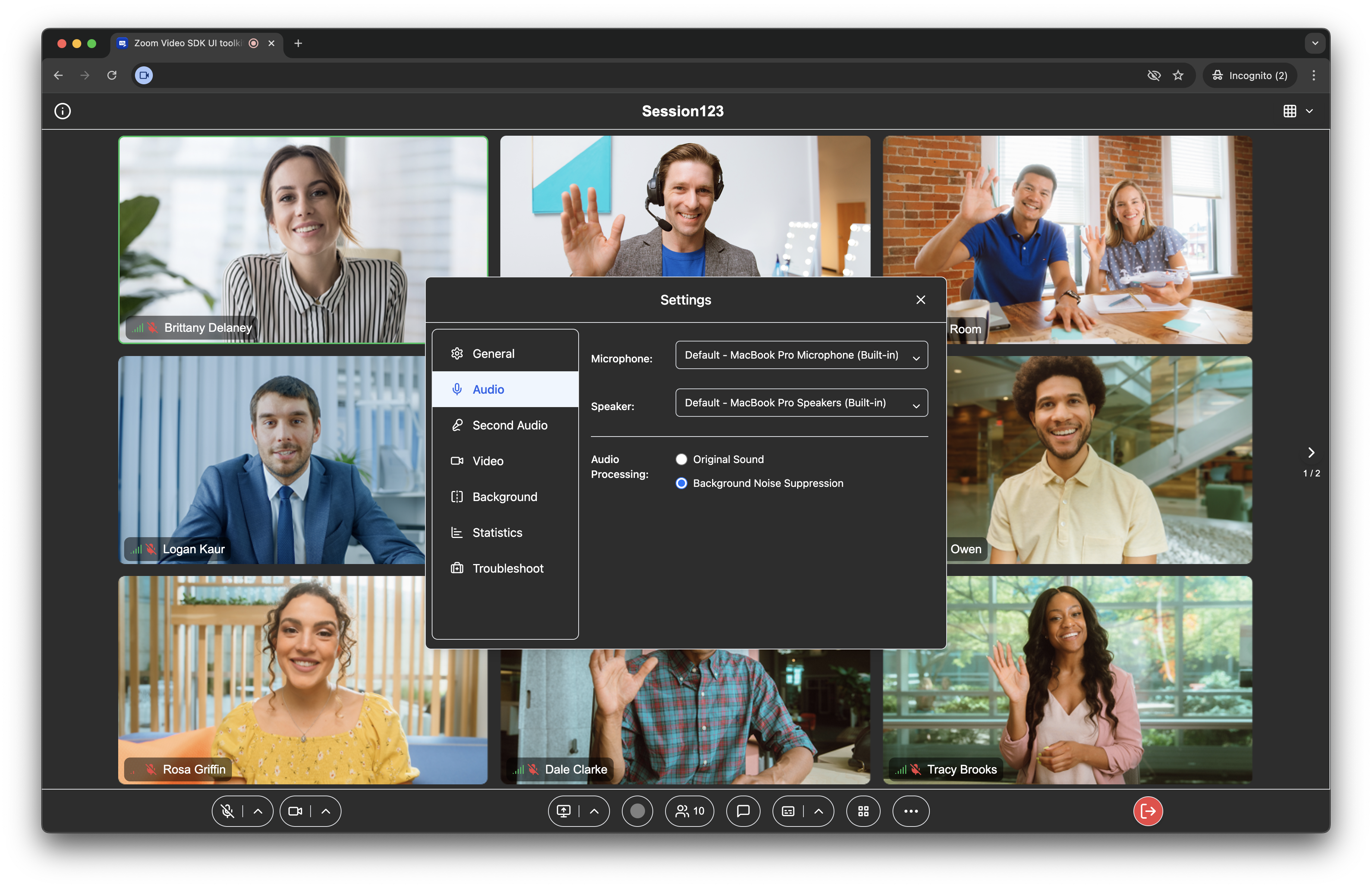 UI Toolkit speaker view settings