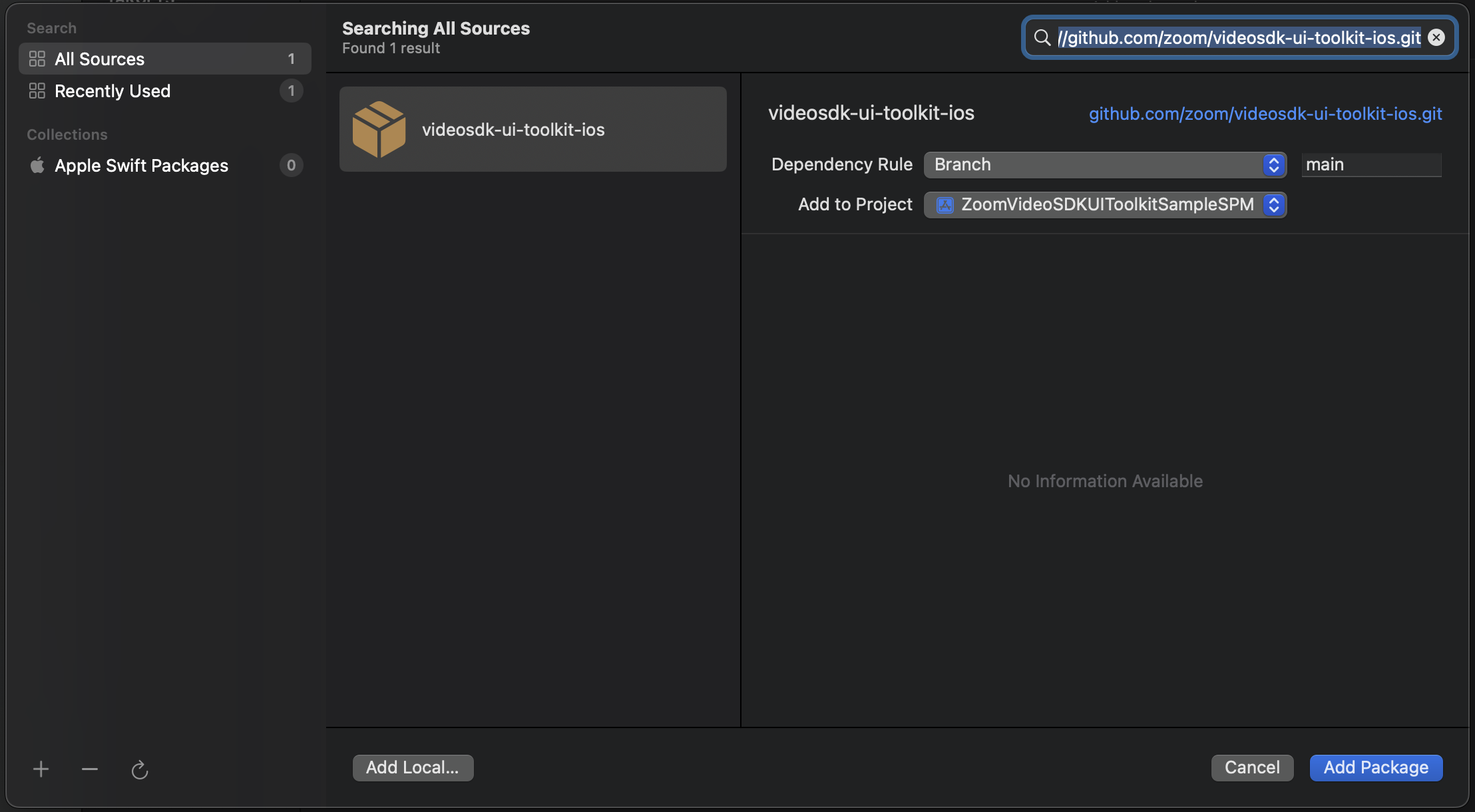 Use the main branch in Swift Package Manager
